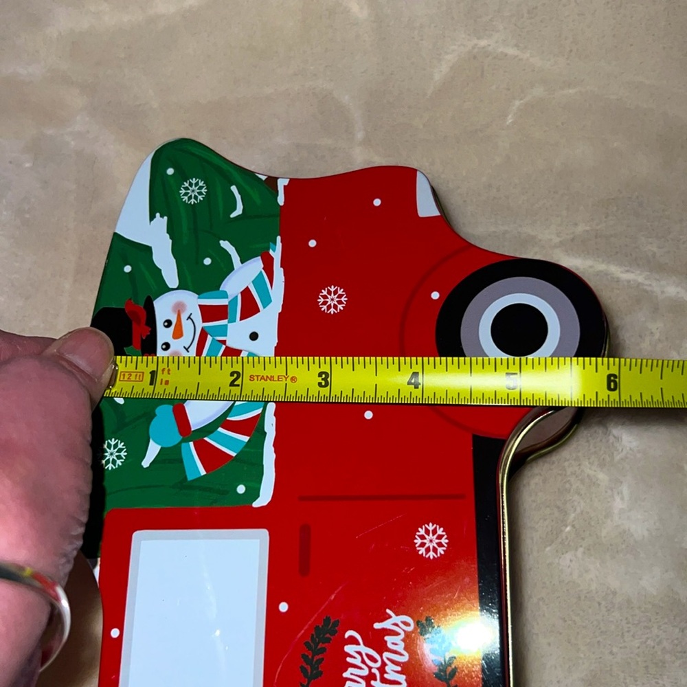 ☃️🦌🎄 2 CHRISTMAS HOLIDAY RED TRUCK SNOWMAN REINDEER TIN STORAGE GIFT CONTAINERS - Picture 10 of 15